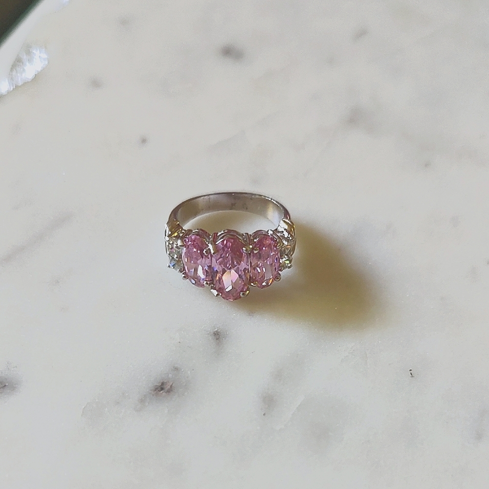 Elegant Pink CZ Ring